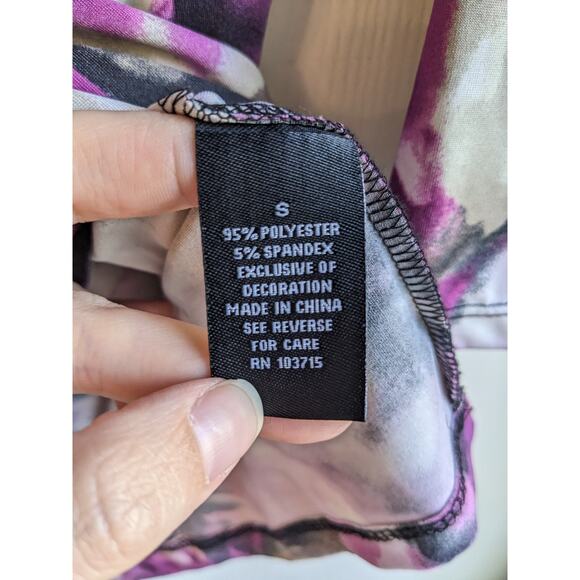 Zac & Rachel Womens Beaded Long Sleeve V-neck Purple Floral Polyester Top Size S - Picture 4 of 5